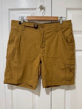 prAna Men's Stretch Zion Hiking Cargo Shorts 34 x 8 Tumeric / Mud (Caramel)